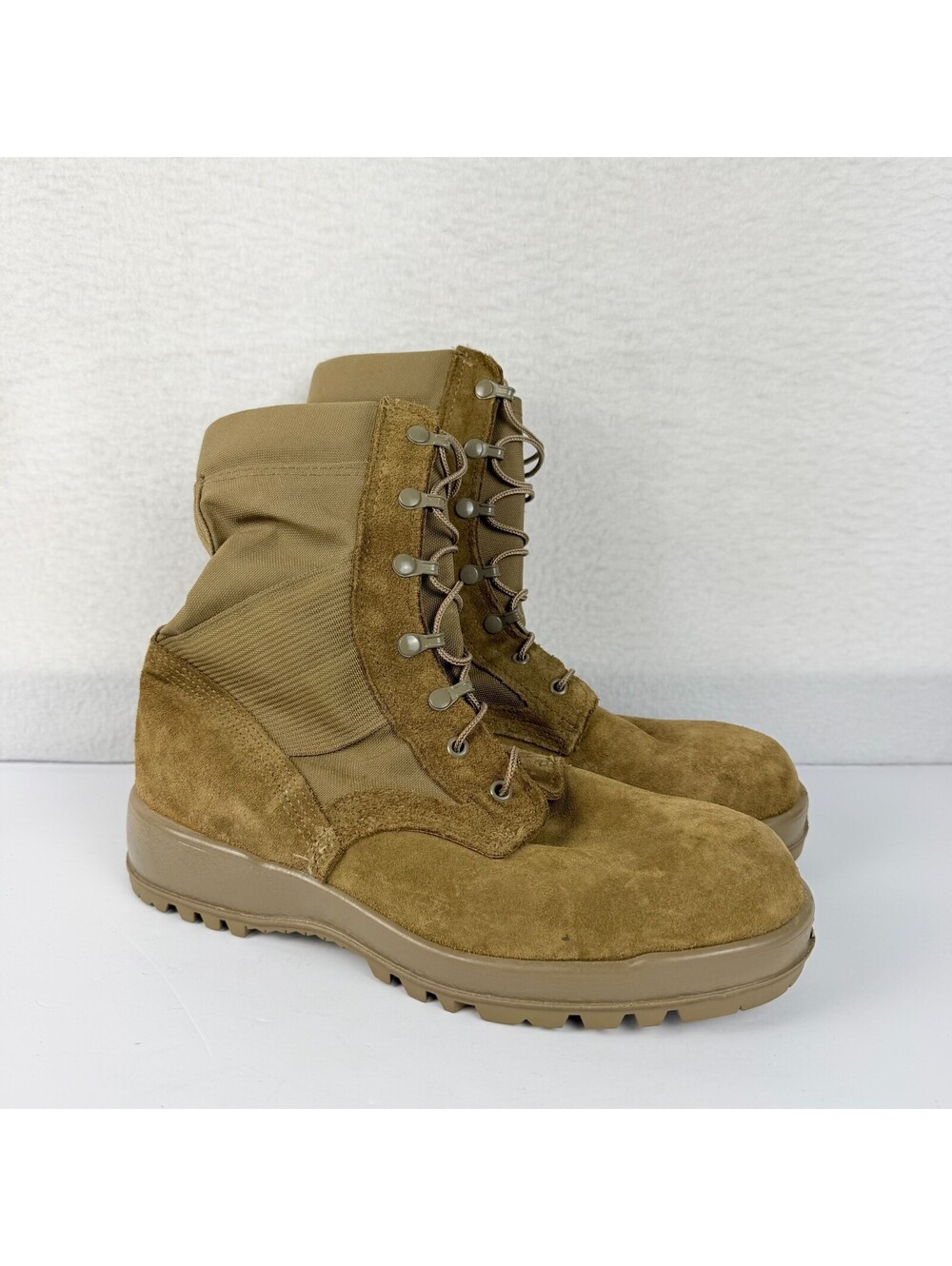 McRae Mens 9.5W Tan Vibram Suede Military Hot Weather Combat Boots